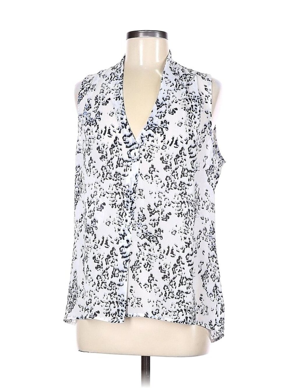 Rose & Olive Sleeveless Blouse Size XS Blue & White Animal Print Womens Top